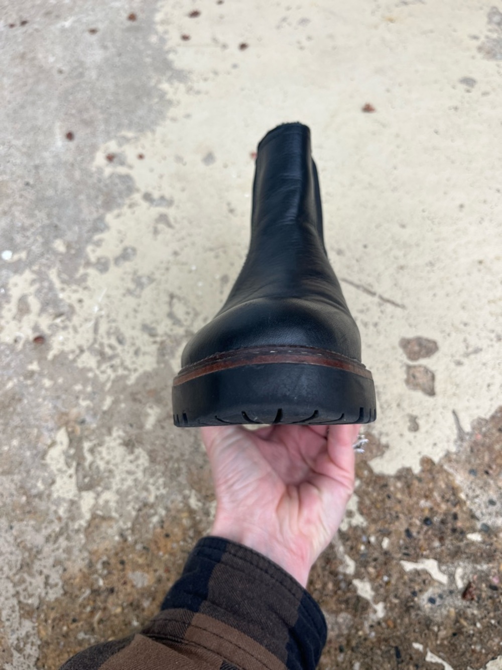 EUC Caslon Black Leather Chelsea Lug Sole Boot with Brown Welt - Picture 7 of 14